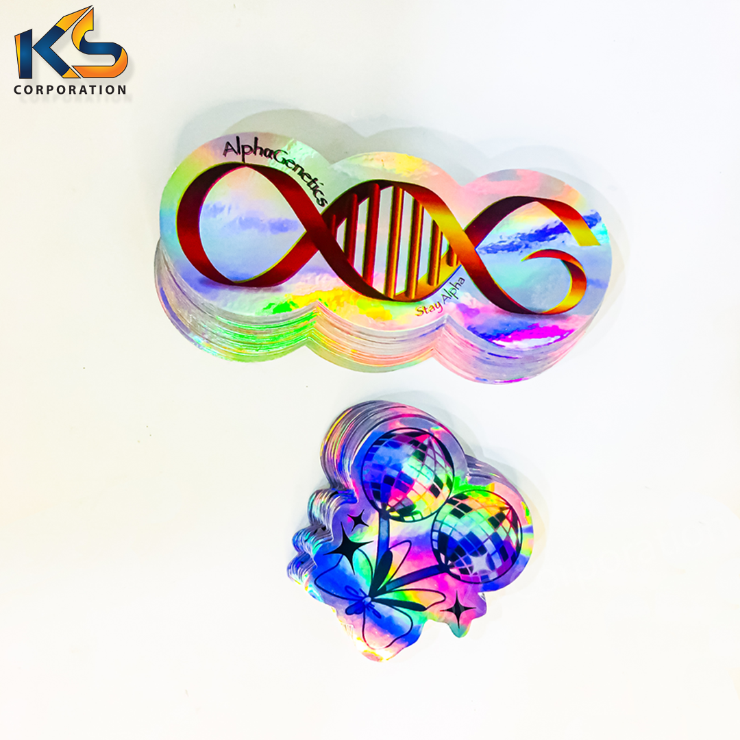 Customize Holographic Printing Outdoor UV Proof Waterproof Adhesive PVC Vinyl Decal Die Cut Logo Stickers