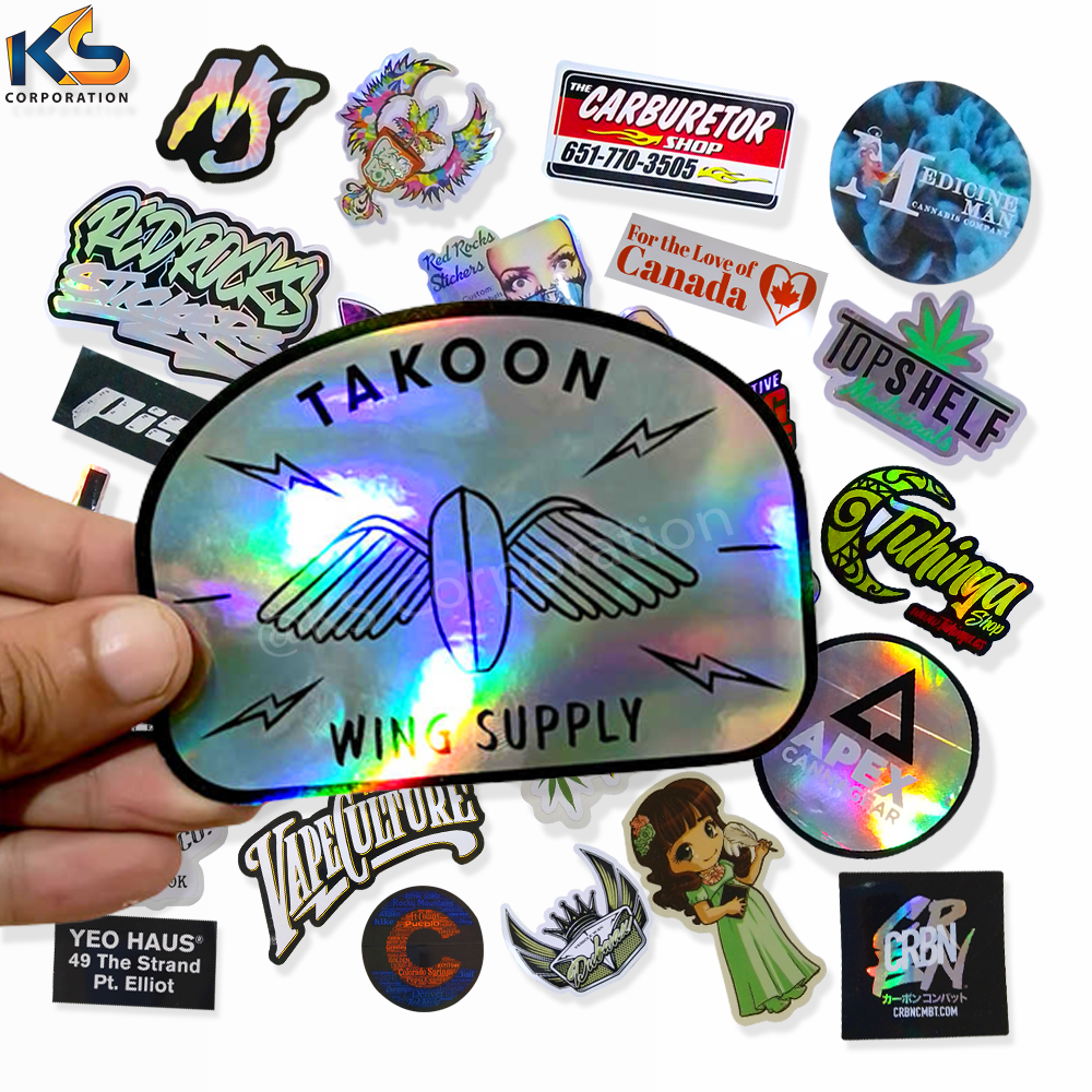 Custom printed self adhesive sticker hologram, waterproof holographic sticker Custom reflective Rainbow Effects Stickers