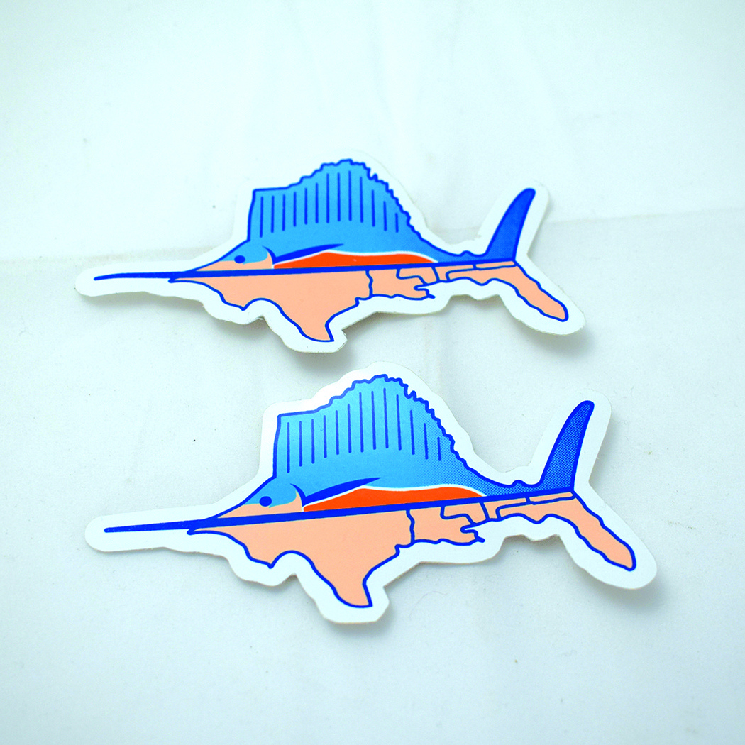 Custom fish die cut Stickers Printing Adhesive Label high quality Waterproof Adhesive Stickers