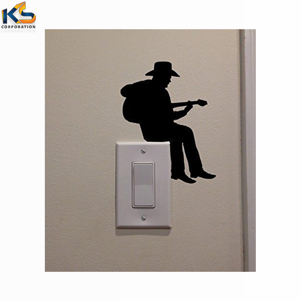 Custom Cowboy Playing Guitar On Wall Decal Vinyl Wall Decal Sticker Art Living Room Sticker for Kids Room Home Window Decoration