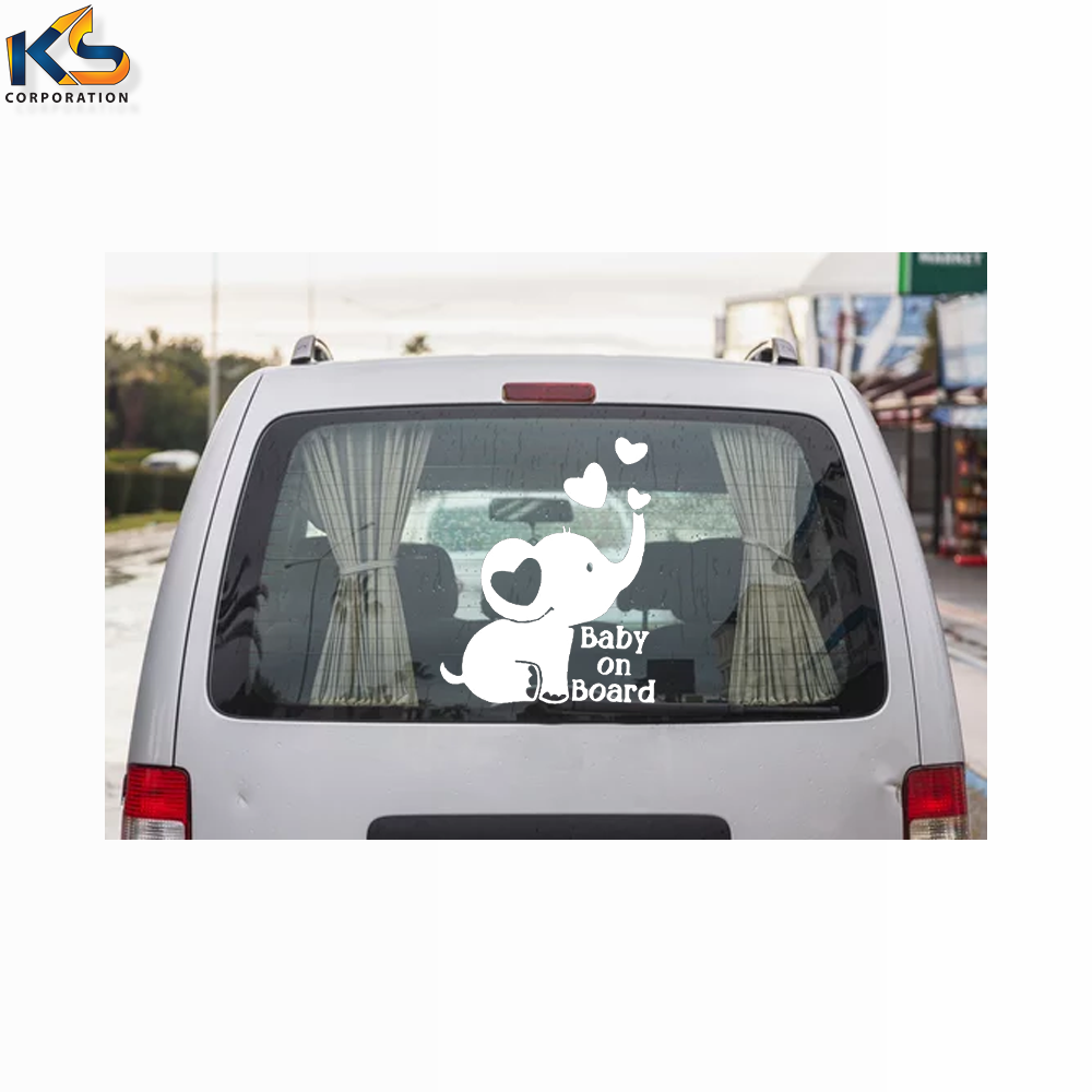 Custom Baby on Board Elephant Vinyl Decal Sticker Decal Sticker For Use On Laptop, Helmet, Car, Truck,