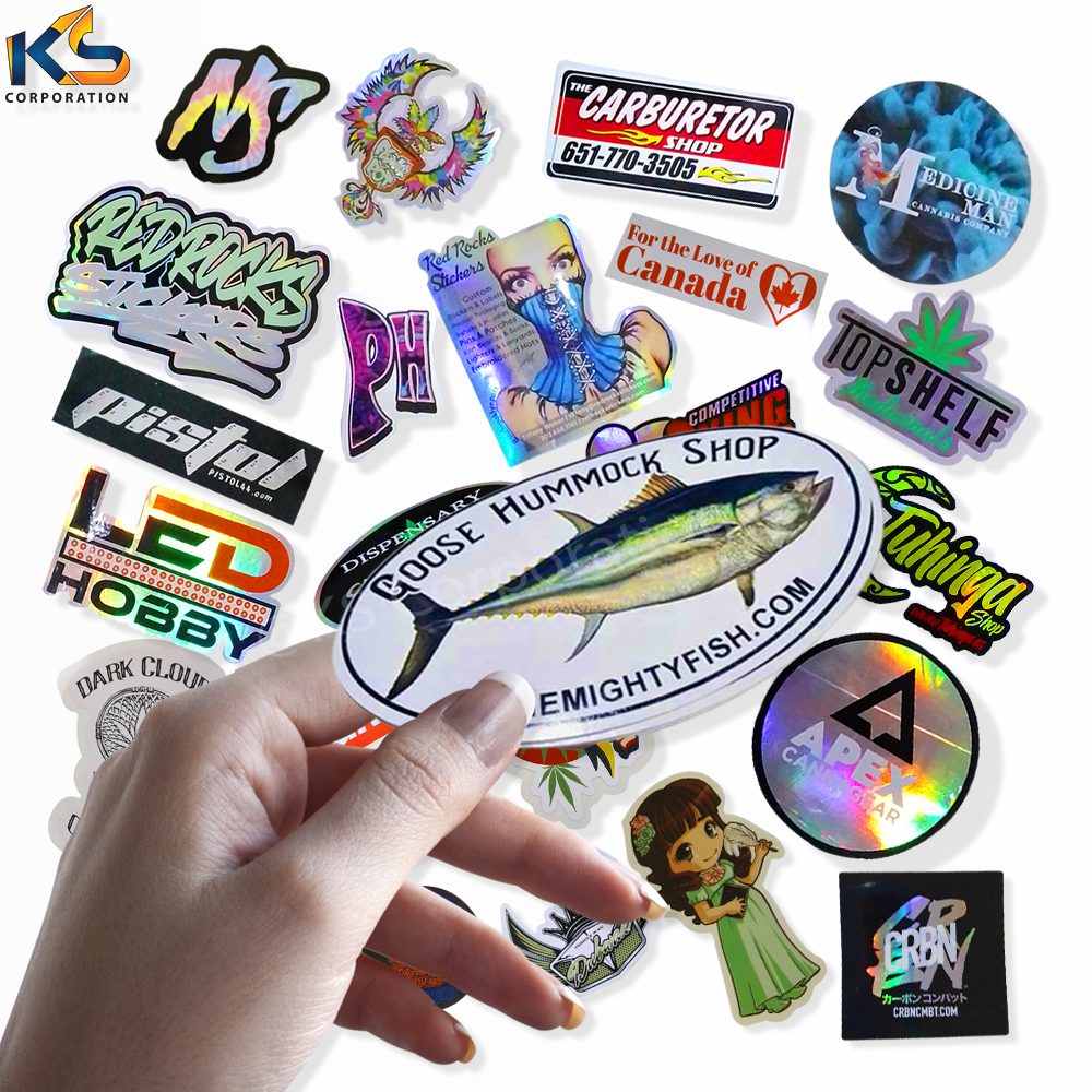 Custom Oval Shape Sticker Adhesive Waterproof PVC Label  High Quality Fish Design Printed Vinyl Stickers