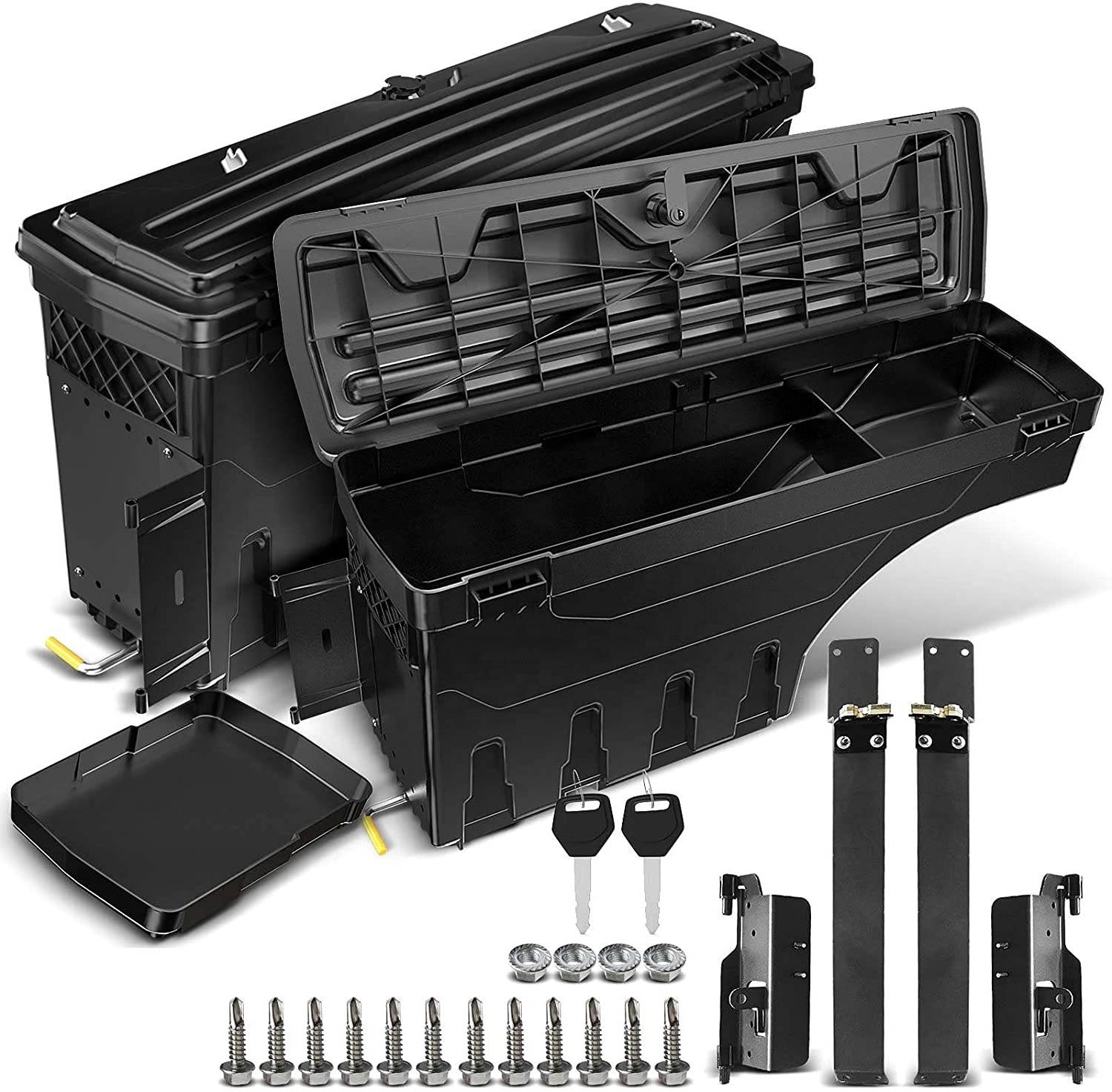 KSCPRO Lockable Storage Box Swing Case Truck Bed Tool Box For Silverado Sierra 1500 2500 3500 07-18