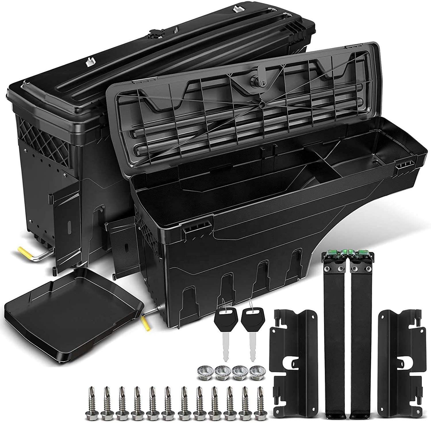 KSCPRO Lockable Storage Box Swing Case Truck Bed Tool Box For Ram 1500 2500 3500 02-18