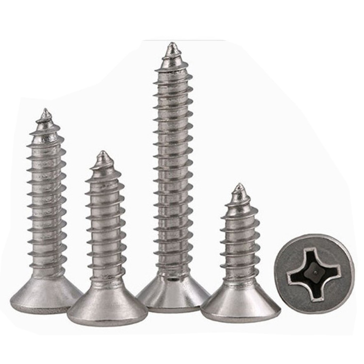 High quality DIN7982 Stainless steel cross recessed countersunk head tapping screw