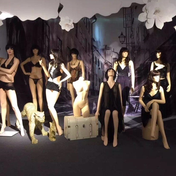 Customized Fashion Sexy Cheap Abstract Fiberglass Mannequin Woman Female Clothes Display Stand Full Body Egg Head Mannequins