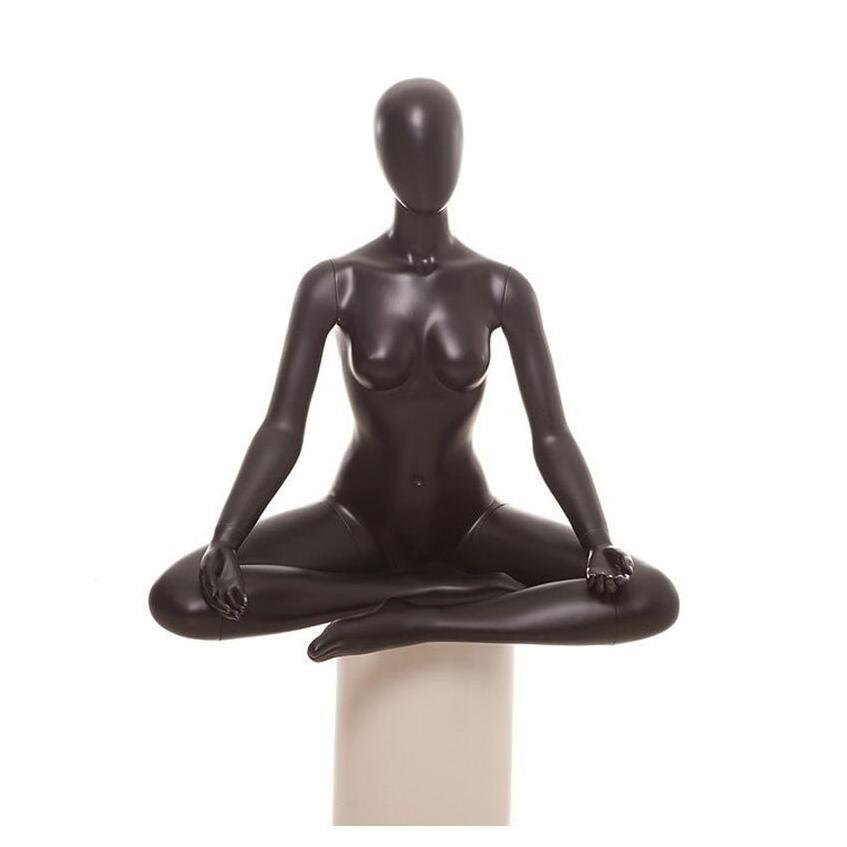 Wholesale High Quality Black Female Full Body Fiberglass Mannequins Yoga Sports Elegant for Clothing Display de vitrine femme