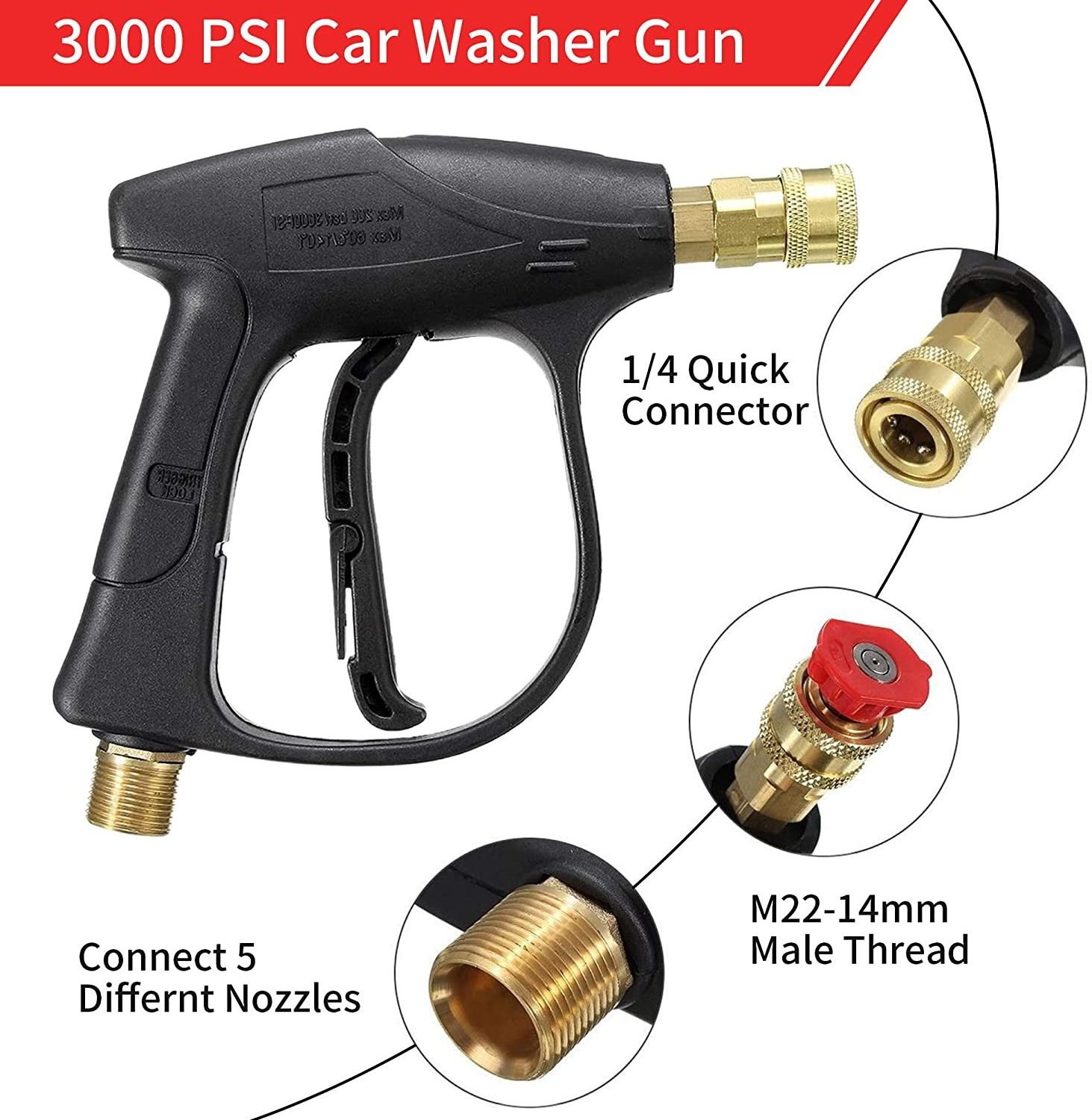 High Pressure Car Washer Kit With 5 Color Nozzle Washing Hose Pipe Wash Kit Sprayer Gun With 1/4