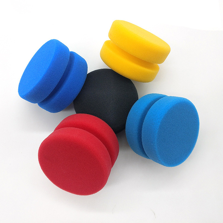 Double-Side Detailing Round Paint Application Sponge Tire Shine Applicator For Art Paint Car Waxing