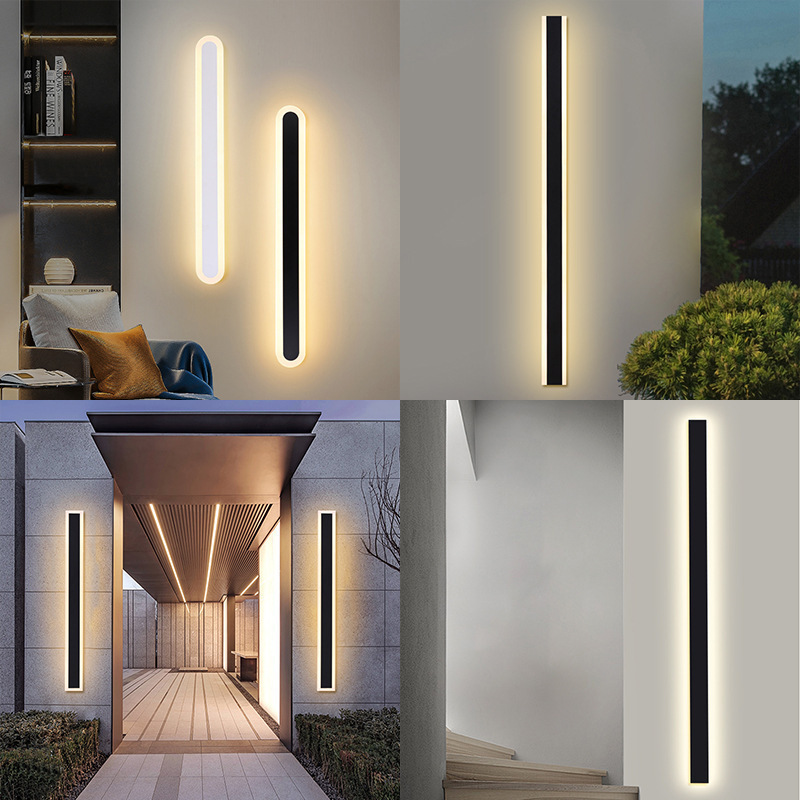 Simplicity Exterior Long Strip LED Wall Light Outdoor Waterproof Wall Lamp For Outside Porch Balcony Garden Lighting