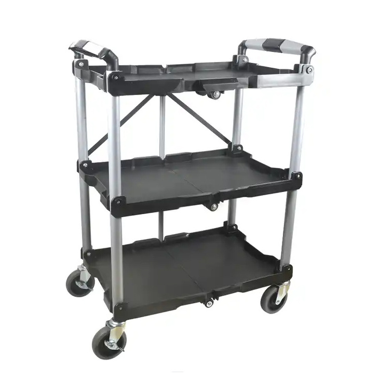 Folded Three-layer Mobile Storage Cart Wholesale Car Wash Trolley Popular Car Detailing Cart