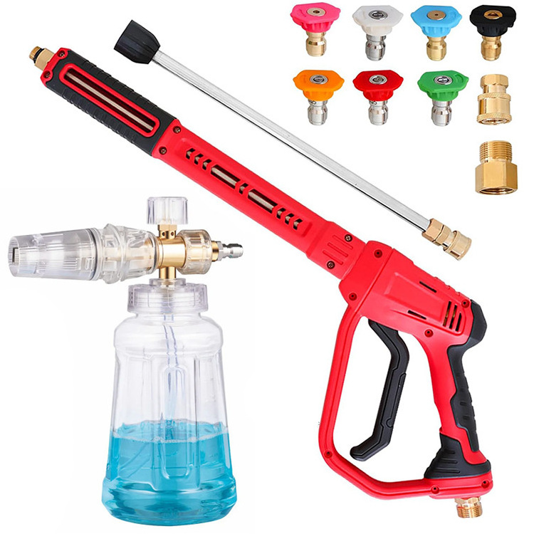 High Pressure Washer Gun and Lance Wand Attachment Car Washer with 5 Wash Nozzle Tips And Transparent Foam Cannon