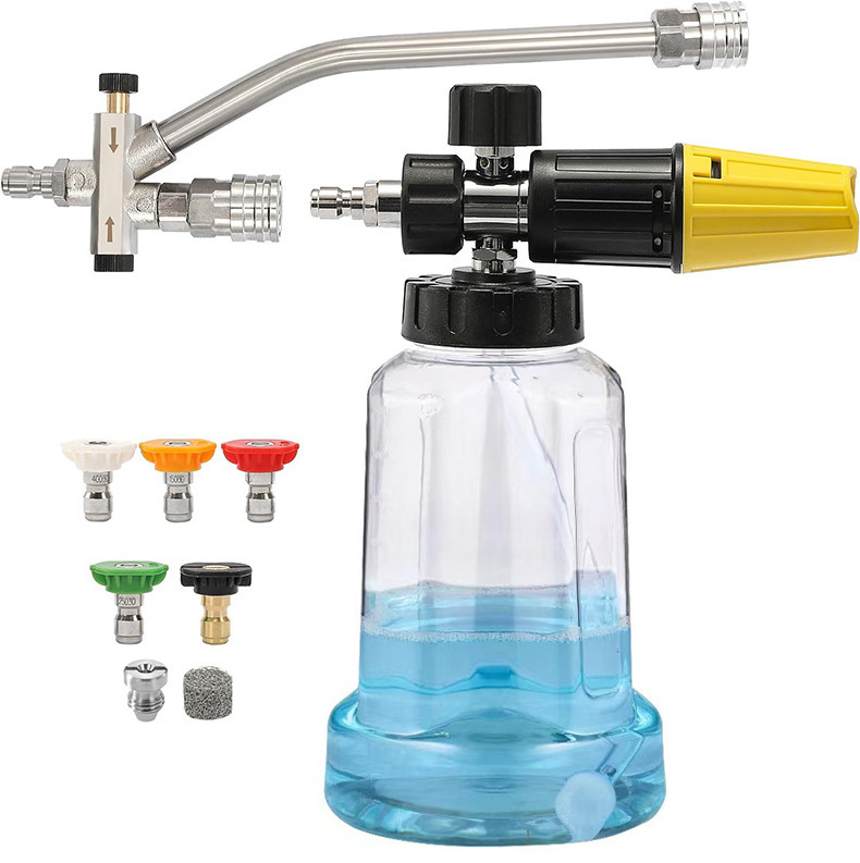 High Pressure Washer Gun and Lance Wand Attachment Car Washer with 5 Wash Nozzle Tips And Transparent Foam Cannon