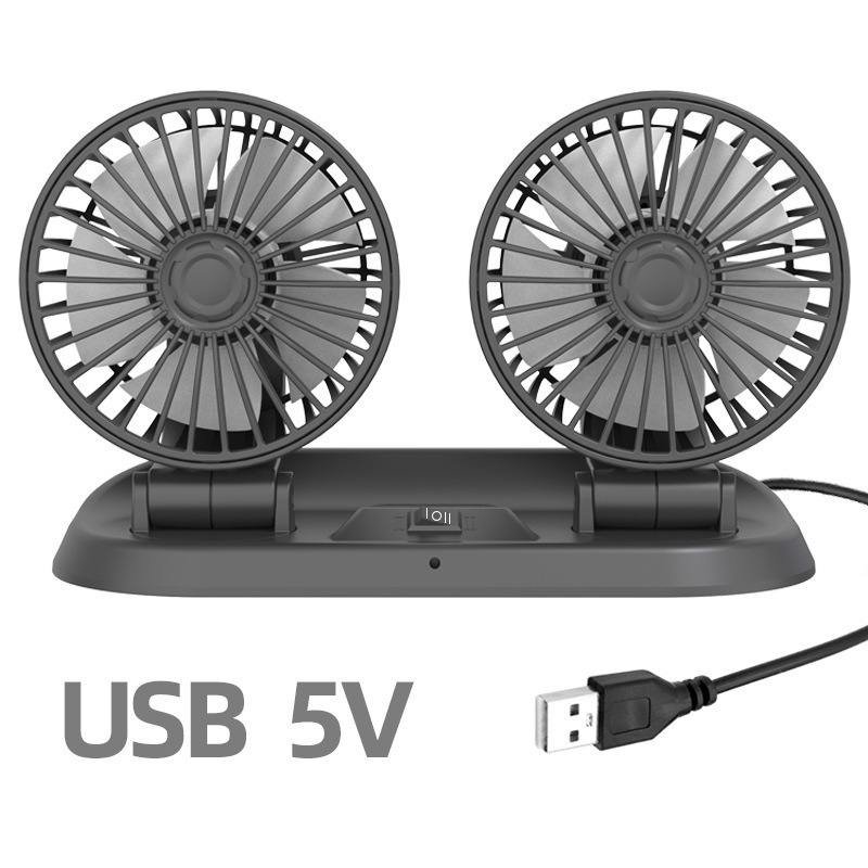 Fan Car Truck Rotate 12V 24V DC Car Interior Accessories Double Head Electric USB Fan For Car