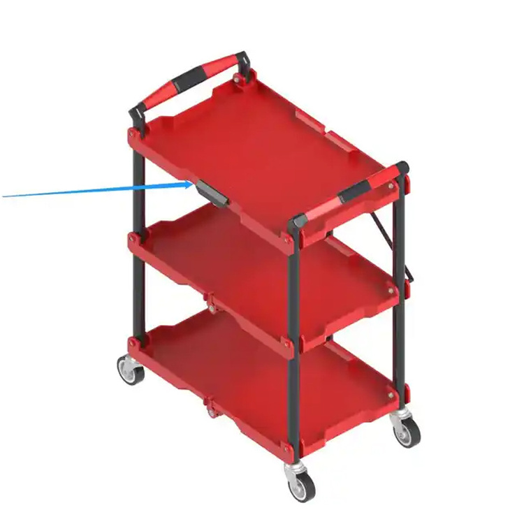 Folded Three-layer Mobile Storage Cart Wholesale Car Wash Trolley Popular Car Detailing Cart