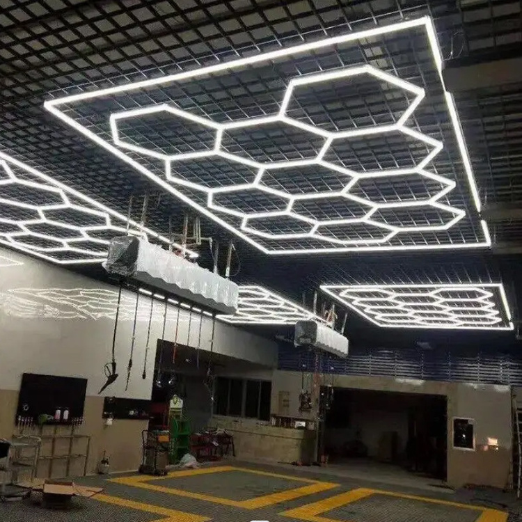 Auto Repair Car Wash Workshop Design LED Lighting Car Repair Hexagonal Garage Workshop Showroom Equipment