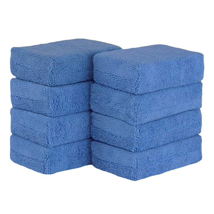 Wholesale Blue Applicator Pad Convenient Small Easy To Clean Dead Corners Microfiber Wax Applicator Car Cleaning Pads