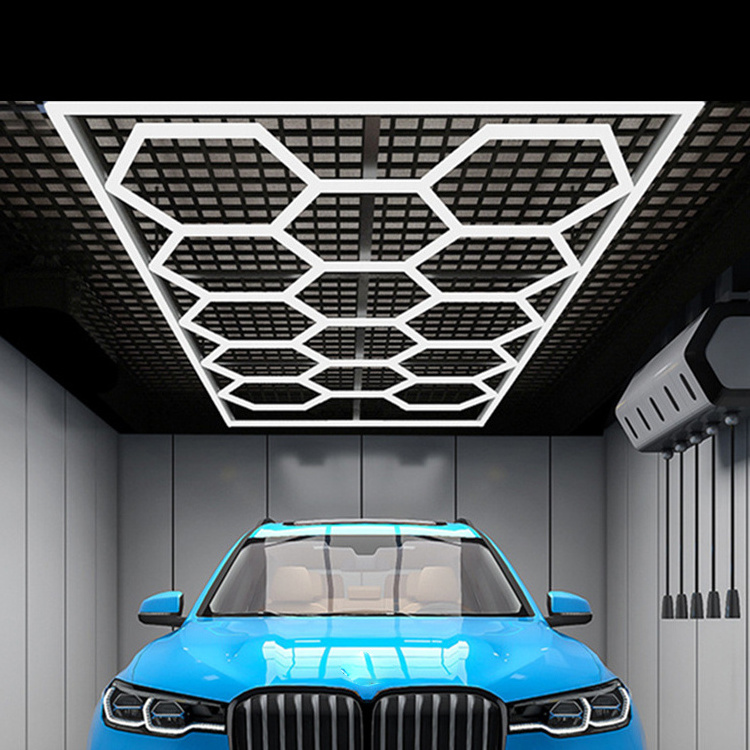 Auto Repair Car Wash Workshop Design LED Lighting Car Repair Hexagonal Garage Workshop Showroom Equipment