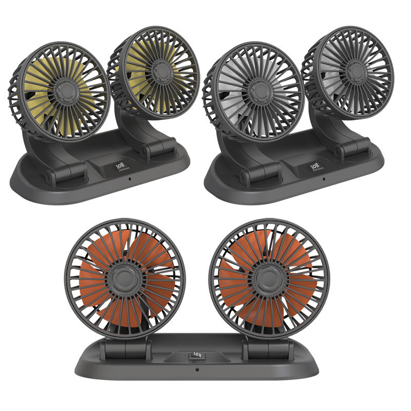 Fan Car Truck Rotate 12V 24V DC Car Interior Accessories Double Head Electric USB Fan For Car