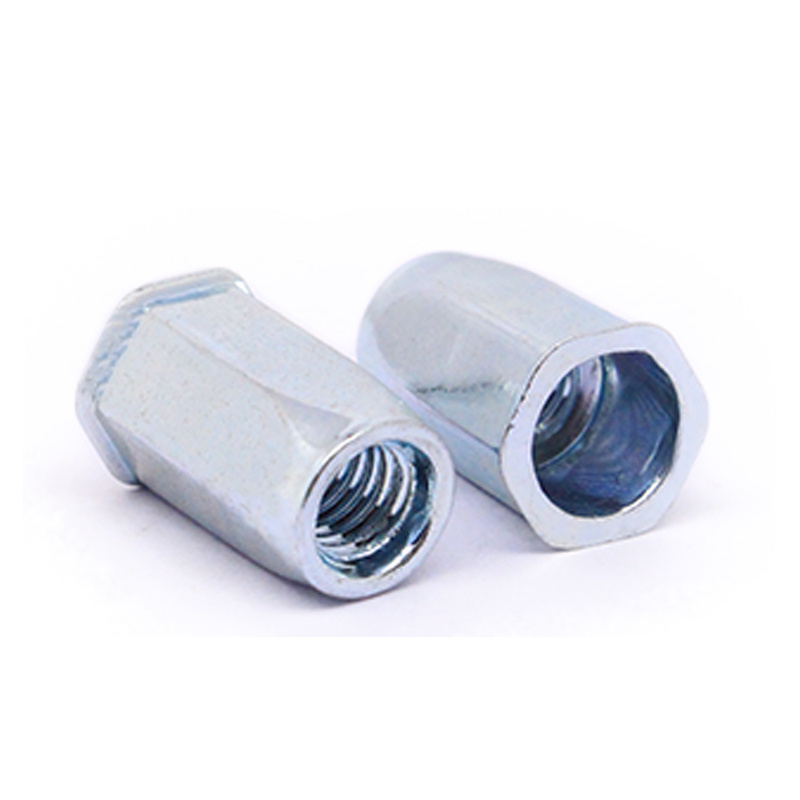 Plated Steel inserts M3-M12 Open End Reduce Thin Hexagonal Head Full Hex Body flat head Rivet Nut