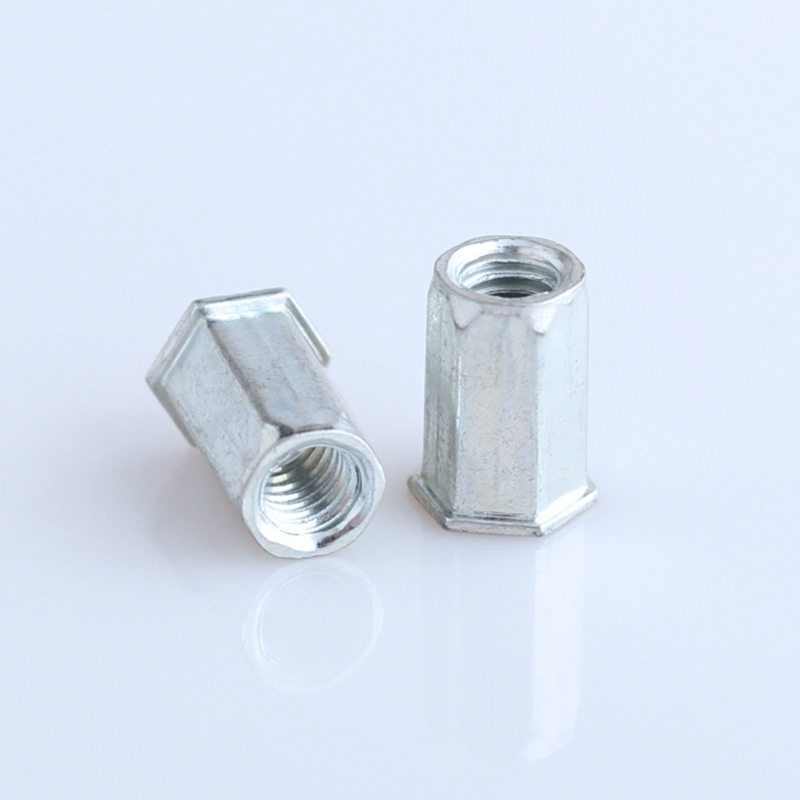 Plated Steel inserts M3-M12 Open End Reduce Thin Hexagonal Head Full Hex Body flat head Rivet Nut