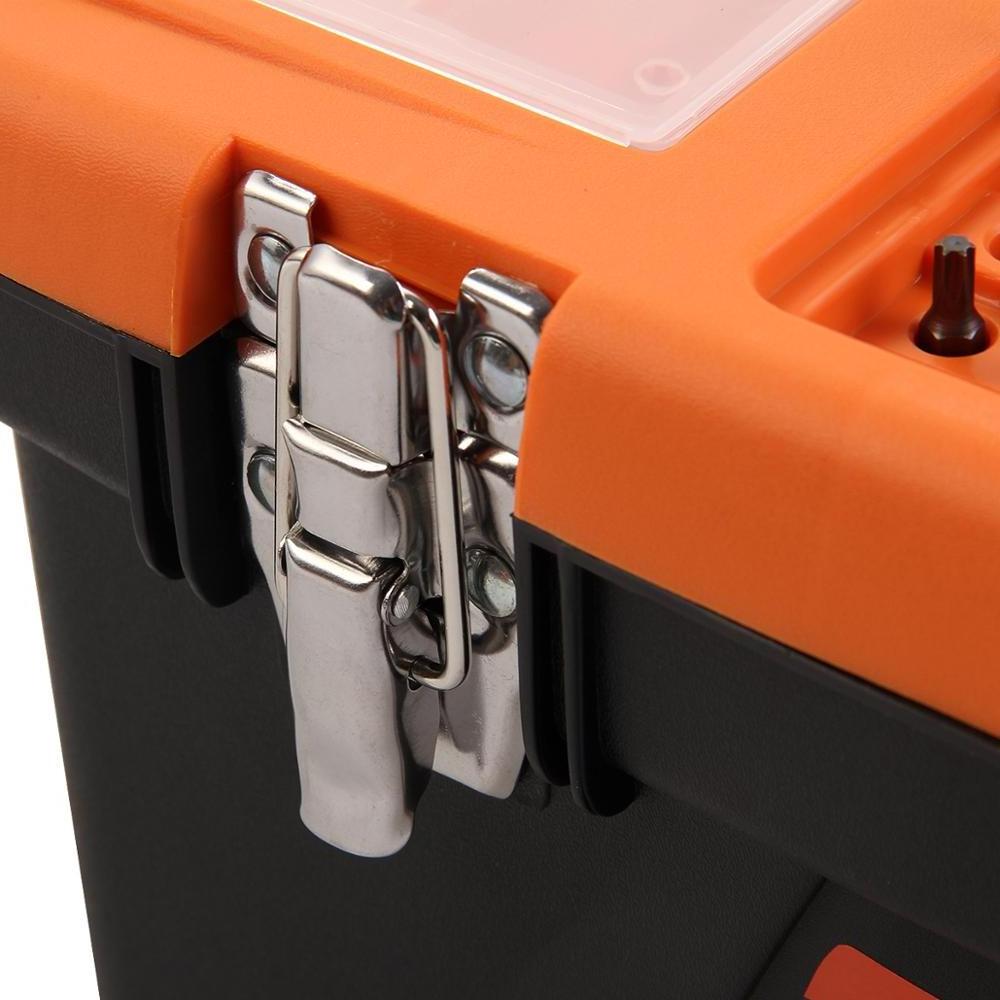 Plastic tool box With steel lock Hard plastic rolling toolbox 13'' 16.5'' 19'' Storage Case Set