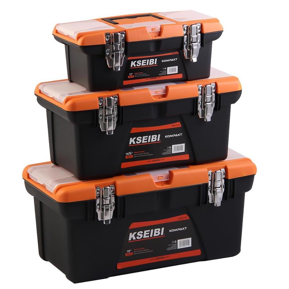 Plastic tool box With steel lock Hard plastic rolling toolbox 13'' 16.5'' 19'' Storage Case Set