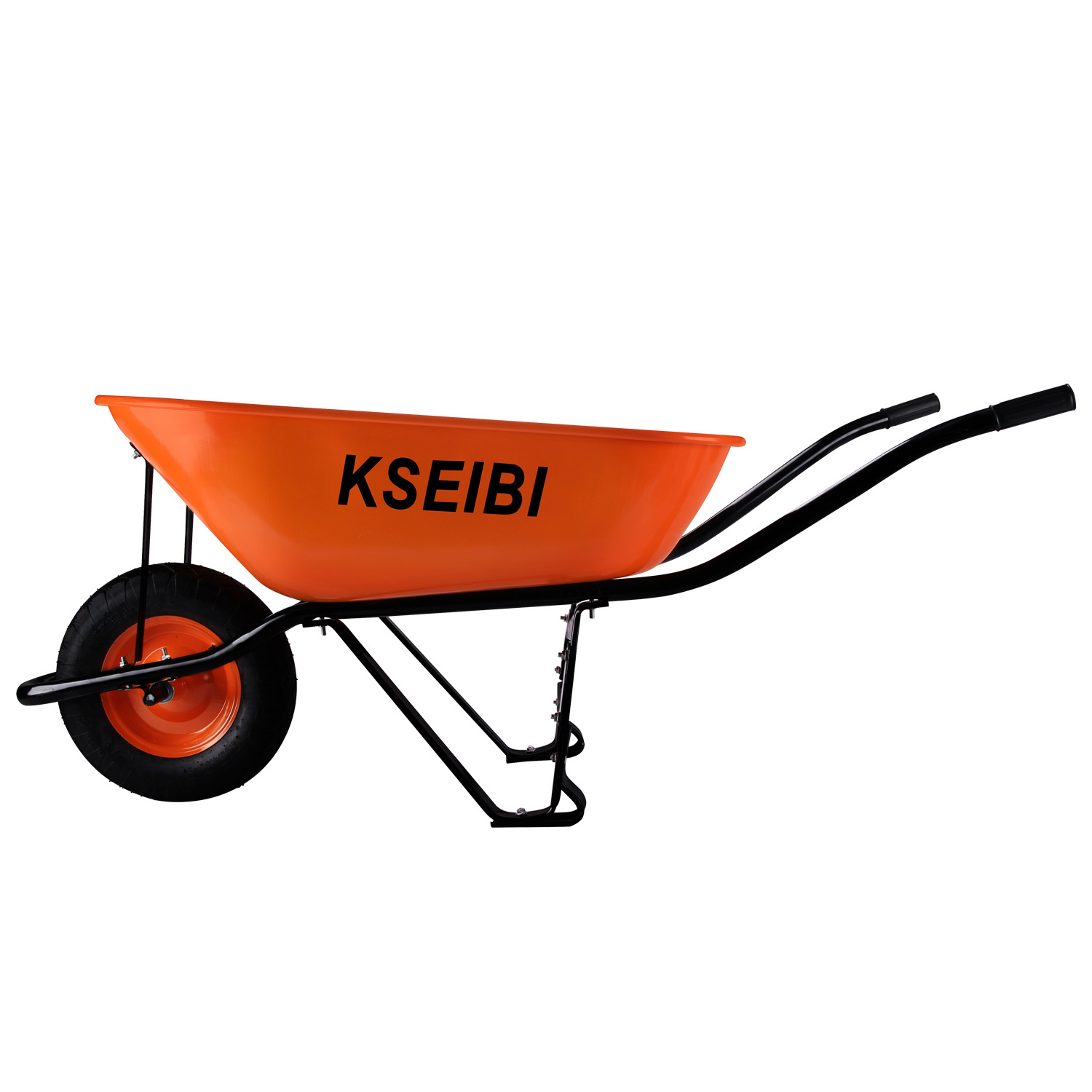 KSEIBI Steel Heavy Duty Wheelbarrow with Steel Handles and Pneumatic Wheel