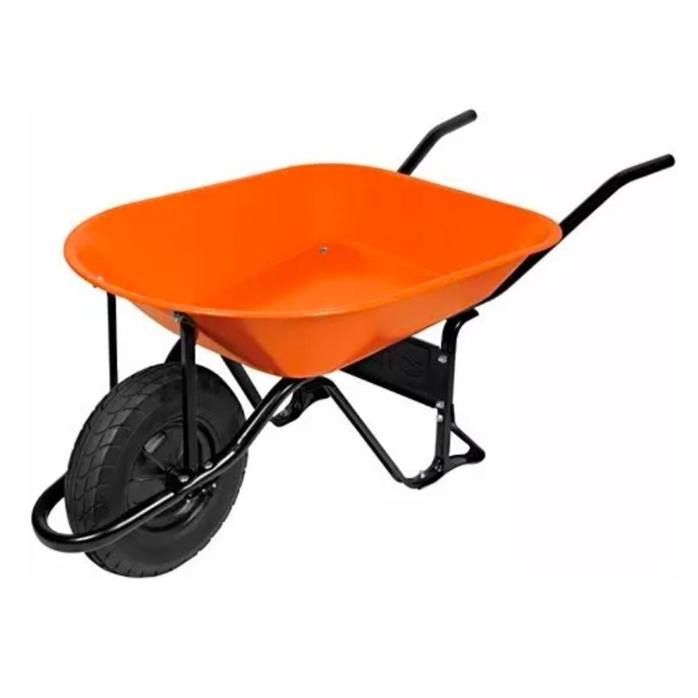 KSEIBI Steel Heavy Duty Wheelbarrow with Steel Handles and Pneumatic Wheel