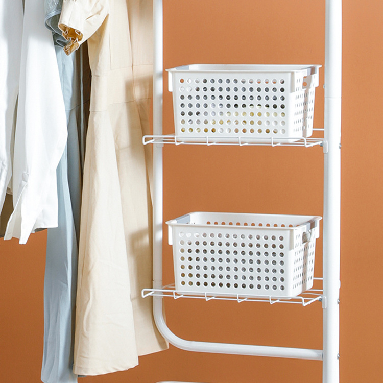 white iron standing portable coat rack with storage with wheels KC-R0568