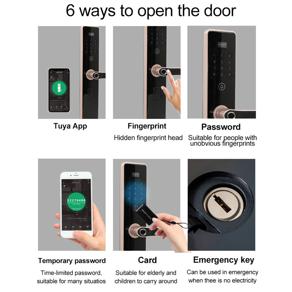 Security Home Cerradura Inteligente Con WiFi Tuya App Electronic Fechadura Digital Biometric Fingerprint Keyless Smart Locks