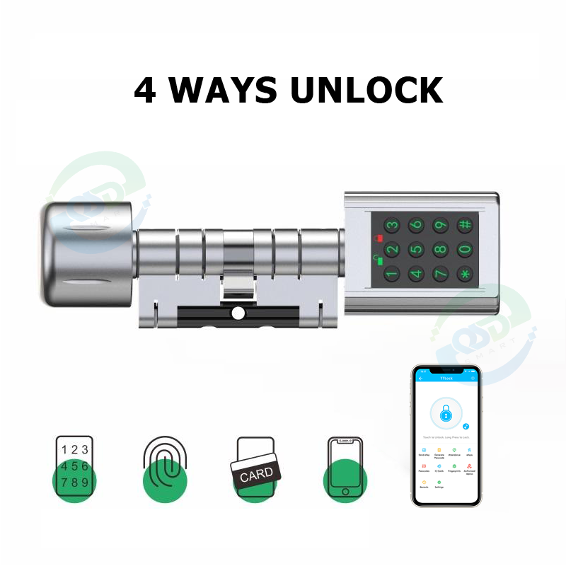 custom 60 65 70 mm brass euro electronic cylinder lock security ttlock tuya wifi digital fingerprint smart cylinder door lock