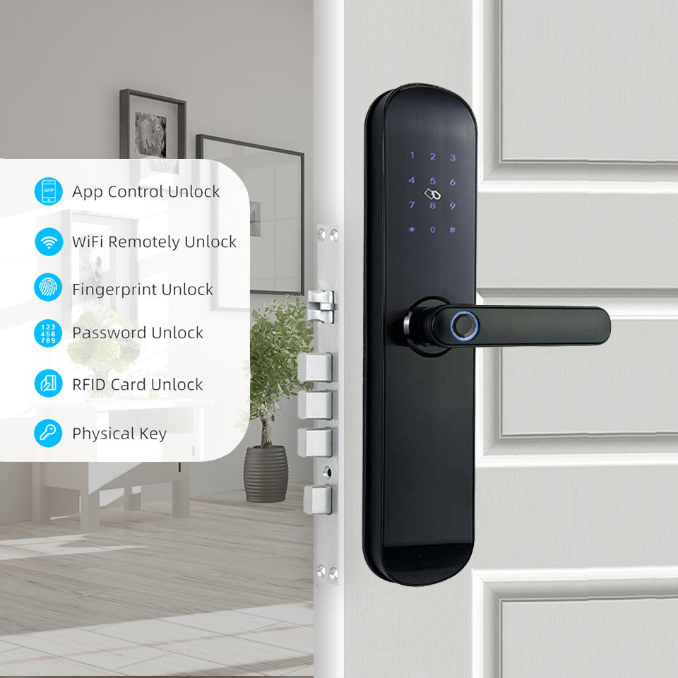 TTlock Tuya APP WiFi Fingerprint Door Lock Fechadura Electronica Digital Keyless Smart Locks for Home Front door