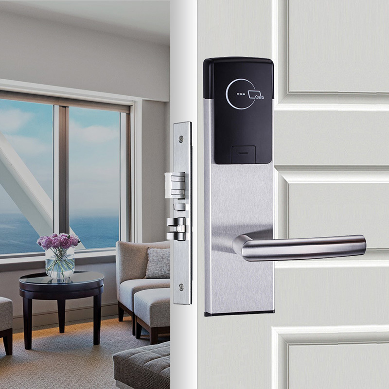 US Standard Mortise Intelligent Key Card Hotel Door Handle lock with management software system