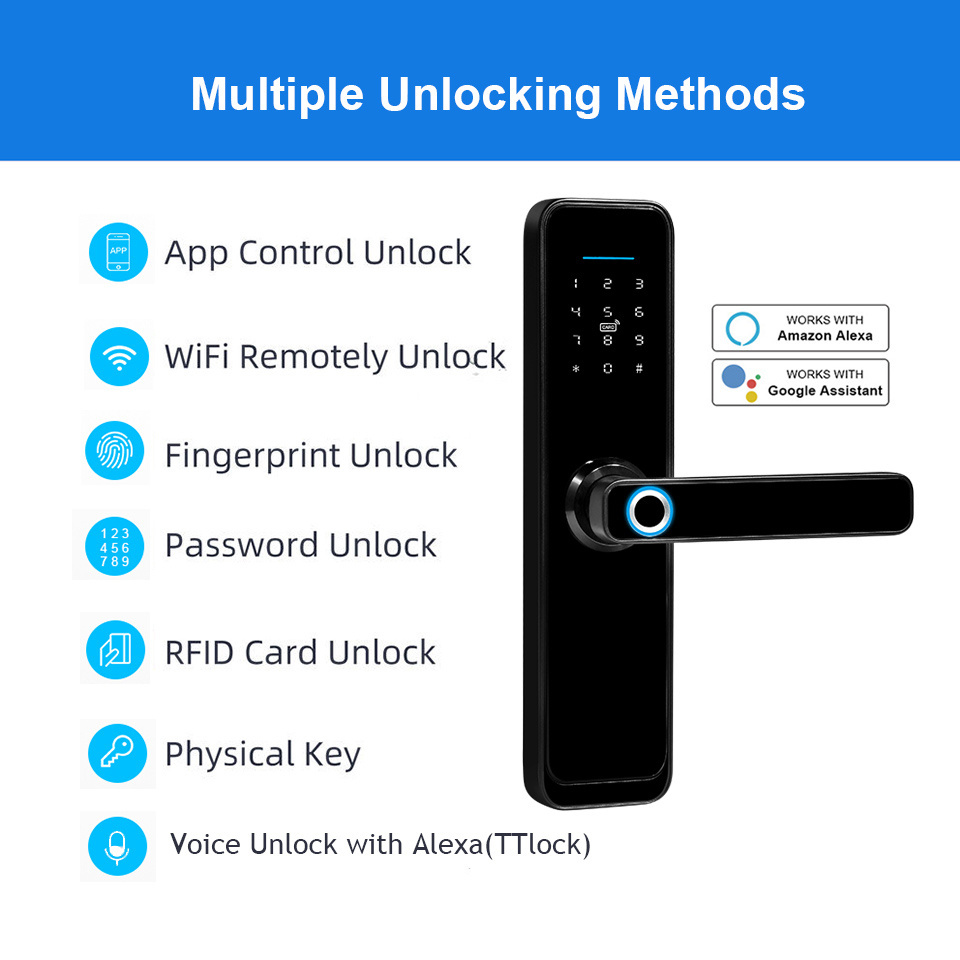 X2 High Security Smart Lock TTlock Tuya Blue tooth WiFi Airbnb Electronic Digital Intelligent Biometric Fingerprint Door lock