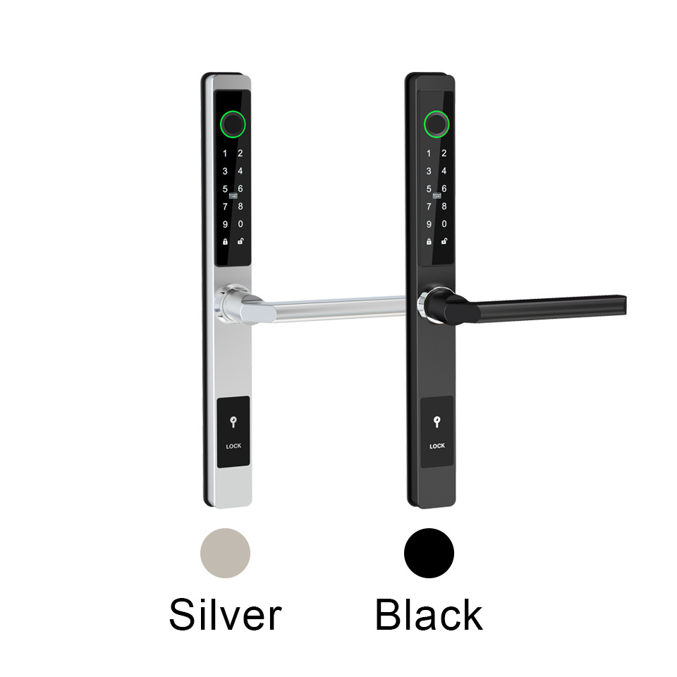 Waterproof TTLock Gate Lock Biometric Fingerprint Digital Card Code Keyless Door Handle Lock for Aluminum Sliding Door