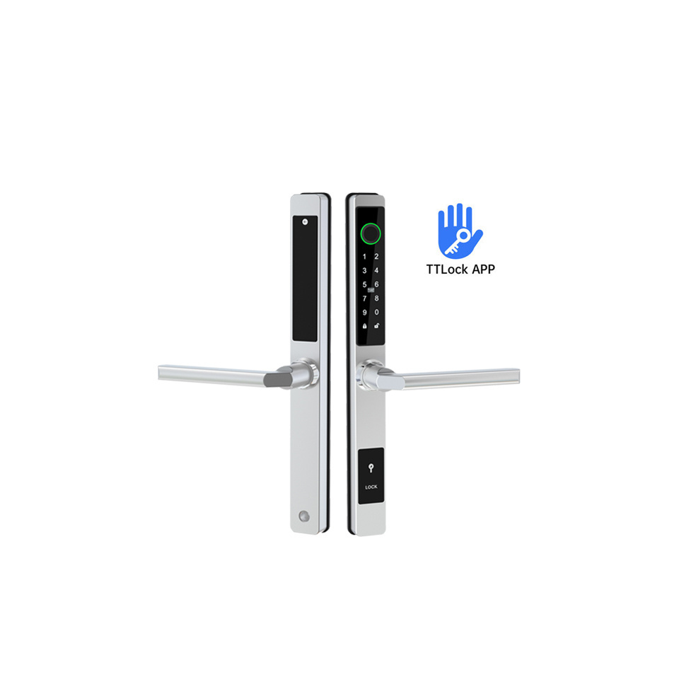 Waterproof TTLock Gate Lock Biometric Fingerprint Digital Card Code Keyless Door Handle Lock for Aluminum Sliding Door