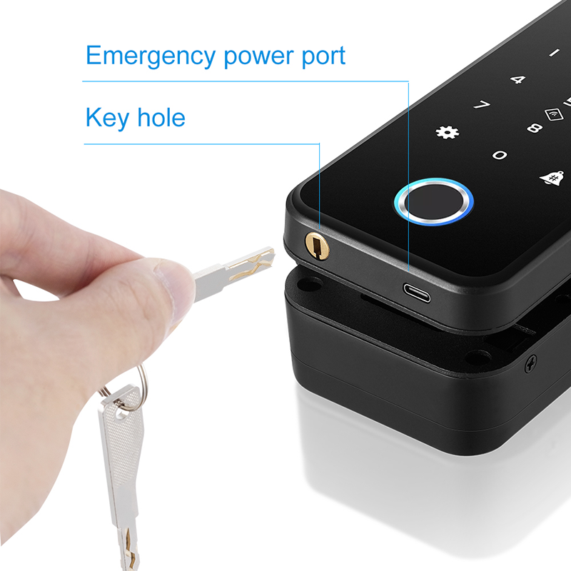 High Quality Office Entrance Intelligent Digital Fingerprint Password Keyless TTlock App Smart Lock For Aluminum Glass Door