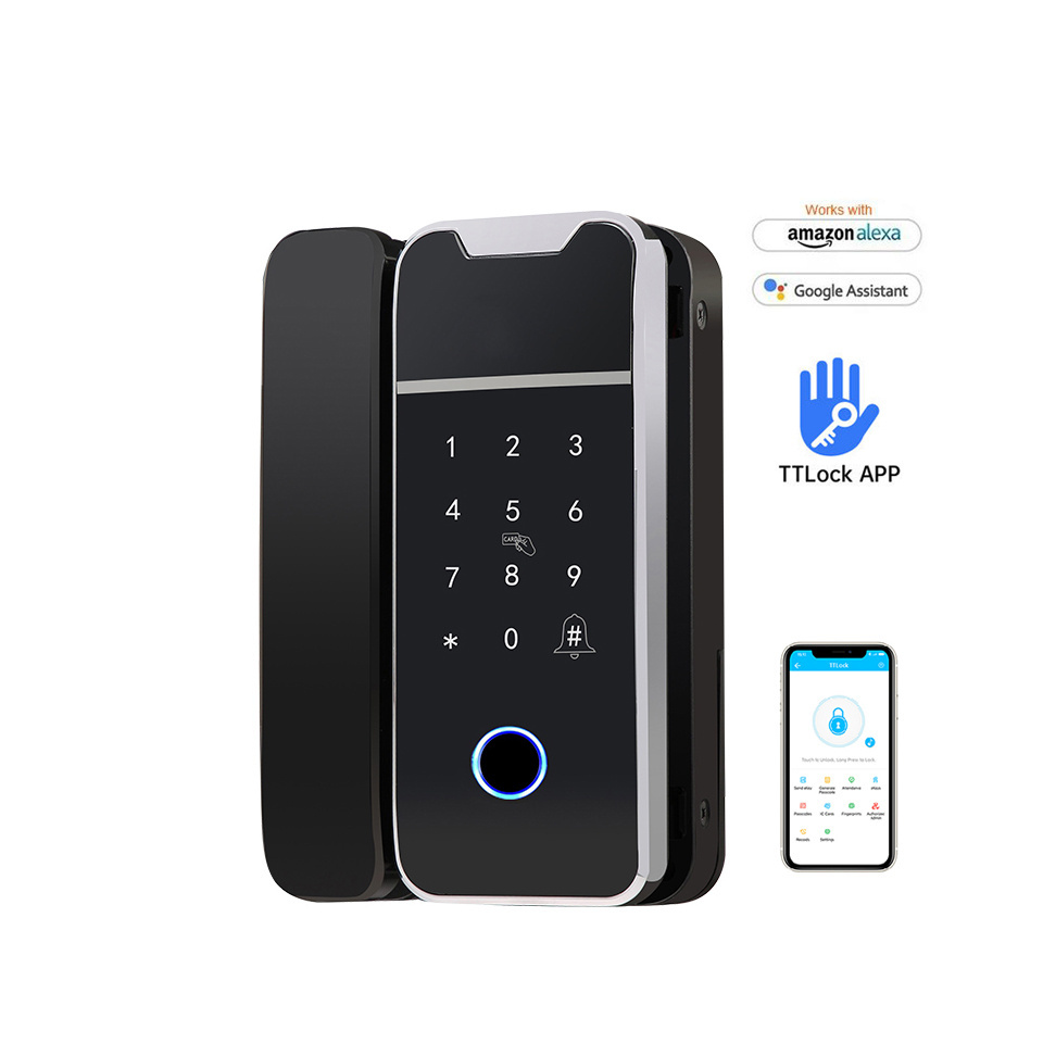 High Quality Office Entrance Intelligent Digital Fingerprint Password Keyless TTlock App Smart Lock For Aluminum Glass Door