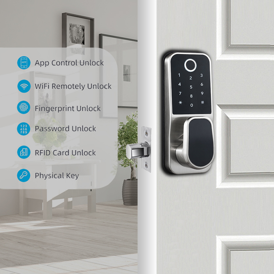 Zinc Alloy Waterproof WiFi TTlock App Digital Door Lock Electronic Password Fingerprint Keyless Smart Door Lock