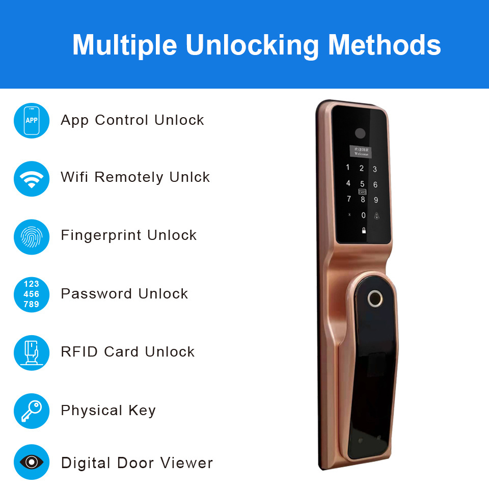 WIFI Tuya APP Control Cerradura Inteligente Camera Door Lock Outdoor Smart Digital Fingerprint Door Lock With Camera