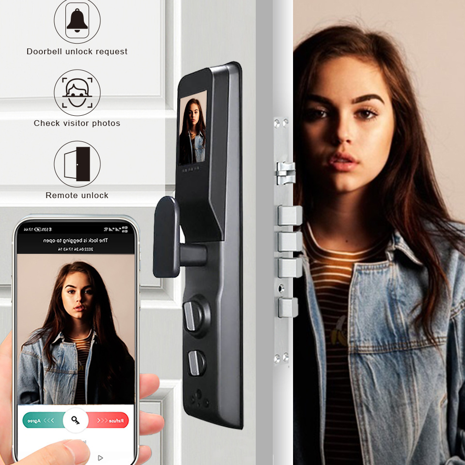 WIFI Tuya APP Control Cerradura Inteligente Camera Door Lock Outdoor Smart Digital Fingerprint Door Lock With Camera