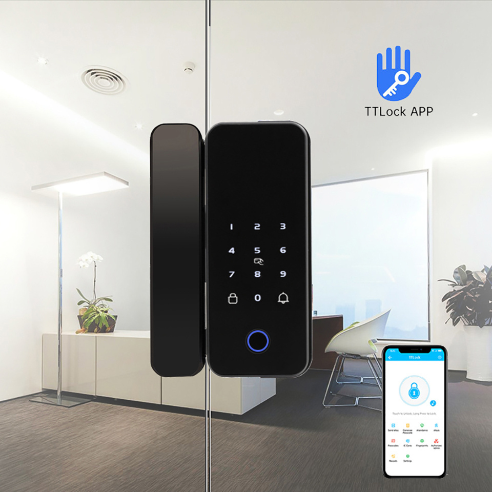 Safety TTlock Tuya APP Smart Doorlock Biometric Handle Fingerprint Glass Lock Keyless Fechadura Eletronic Aluminum Door Lock