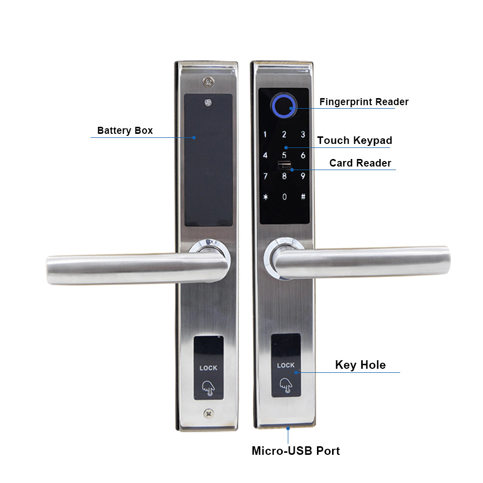 Serrure Intelligent Digital Doorlock Safety App Wifi Control Fingerprint Biometric Handle Electronic Keyless Lock