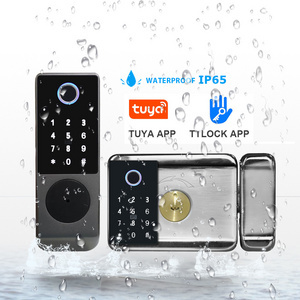 Wholesale Waterproof Double Sided Keypad Rim Latch Smart Lock Security Digital WiFi Fingerprint Door Lock with TTlock Tuya APP