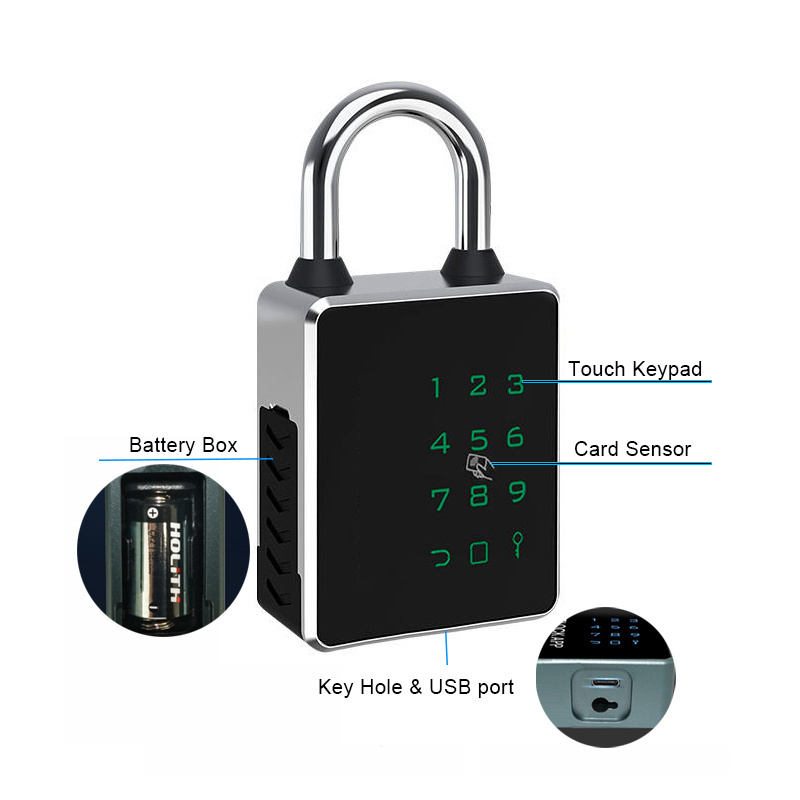 High Quality 50mm Anti Theft Security Keyless Pin Code Card Key Combination Portable WiFi Tuya TTlock Smart APP Padlocks Lock