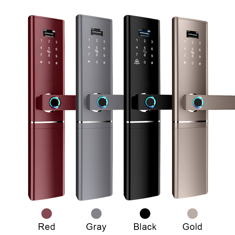 Wifi Tuya TTlock APP Finger print Handle Doorlock 6068 Mortise Deadbolt Cylinder Electron Keyless Smart Lock for Home Front Door