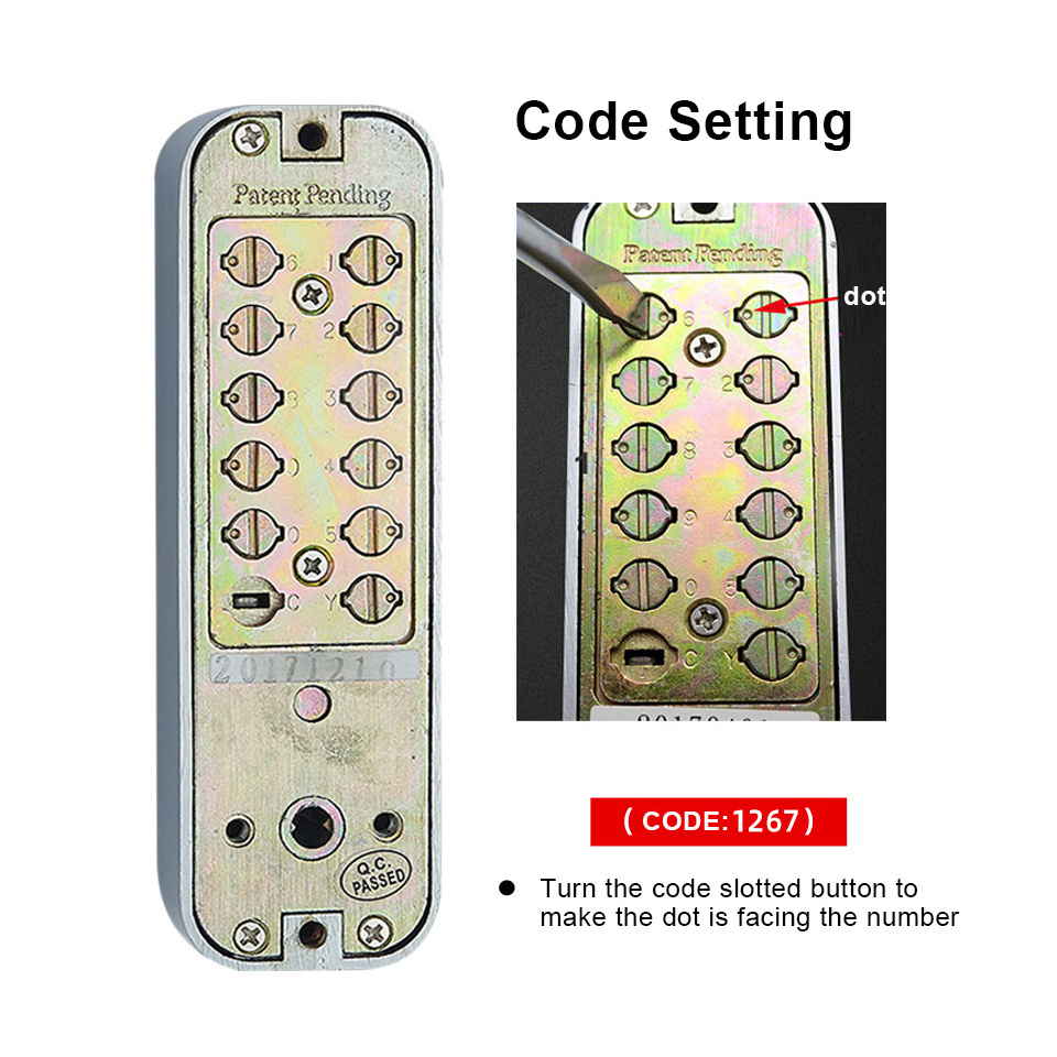 Outdoor Zinc Alloy mechanical code lock combination push button pin password keyless door lock