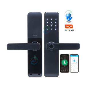 Cerradura Inteligente Con WiFi Digital Door lock with Password Code Card Tuya TTlock App Fingerprint Handle Keyless Smart Locks