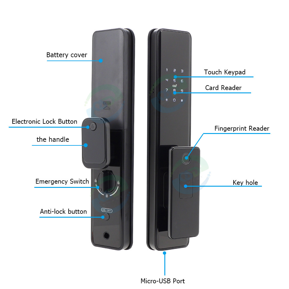 Handless Automatic Fingerprint Digital Smart Door Locks Wireless WiFi Remote Unlock Home Security Inteligente Smart Lock